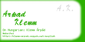 arpad klemm business card