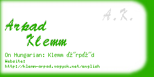 arpad klemm business card